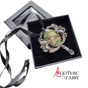 Pandantiv unicorni si cristal alb Enchanted Cameos - Inima Curata, 6.1 cm - Img 3