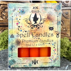 Set 10 lumanari portocalii pentru ritualuri de creativitate, deschidere si relatii, 10x1.7 cm