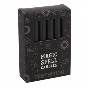 Set 12 lumanari negre pentru ritualuri de protectie si vindecare, 10x1 cm