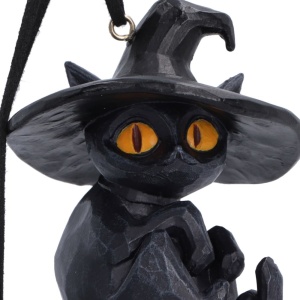 Set 2 decoratiuni suspendate pisici negre Curse and Claw 7 cm - Whisper Wood - Img 6
