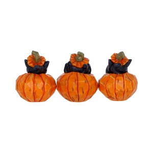 Set 3 figurine pisici negre in dovleci Three Wise Pumpkin Patch 7,7 cm - Img 4