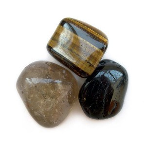 Set 3 pietre semipretioase pentru Protectie in saculet cadou (Turmalina, Quartz Fumuriu si Ochiul Tigrului)