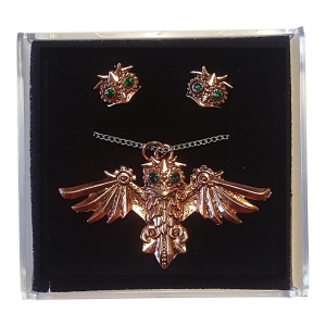 Set Pandantiv si Cercei steampunk Bufnita Aviamore, talisman pentru un spirit liber