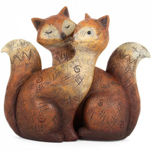 Set statuete Familia de Vulpi - Imbratisare 12 cm