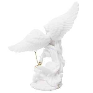 Statueta Arhanghelul Mihail Aparatorul - Rasina Alba cu Accente Aurii, 22 cm - Img 4