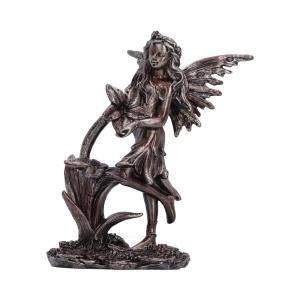 Statueta aspect bronz zana Enchanted Forest Bloom – decor fantasy, 15 cm