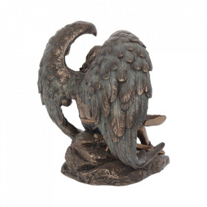 Statueta bronz si rasina inger Razboinic 16.5 cm - Img 4