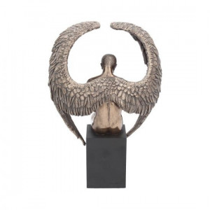 Statueta bronz si rasina Ingerul ganditor 26 cm - Img 4