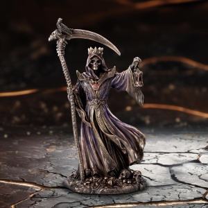 Statueta bronz si rasina, moartea cu coasa, Deathly Crown 21.3cm - Img 8