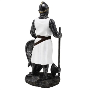 Statueta Cavaler Templier cu Topor si Scut, 18,5 cm - Img 3