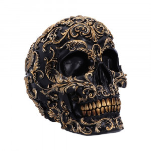 Statueta craniu negru si auriu Renaissance 19 cm