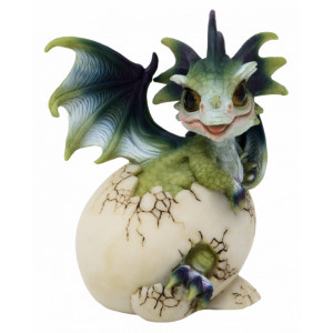 Statueta Dragon in ou 6.5x7.5x10 cm, verde