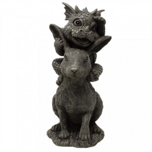 Statueta pentru gradina Dragon cu Iepuras 27x25 cm - Img 2