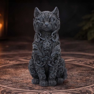 Statueta pisicuta Hexbound Familiar – decor gotic fantasy, 23 cm - Img 7