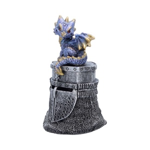 Statueta pui de dragon albastru Hatchling Helm – decor medieval collector 13.2 cm - Img 2