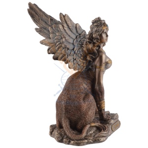 Statueta rasina cu bronz, mitologia greaca, Sfinxul din Teba, Oracolul Destinului - Img 2