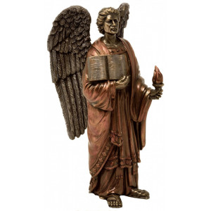 Statueta rasina si bronz Arhanghelul Uriel 19 cm - Img 6