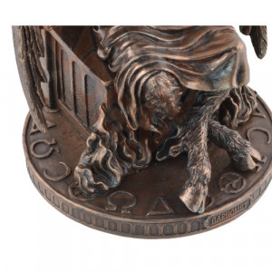 Statueta rasina si bronz Baphomet pe Tron 24 cm - Img 4