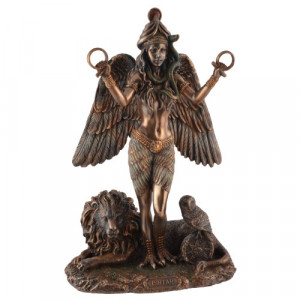 Statueta rasina si bronz, mitologia babiloniana, Ishtar - zeita iubirii si puterii 22cm