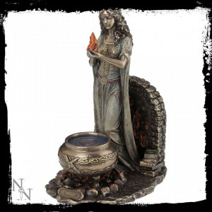 Statueta rasina si bronz, mitologia celtica, zeita Brigid 24.5 cm - Img 6