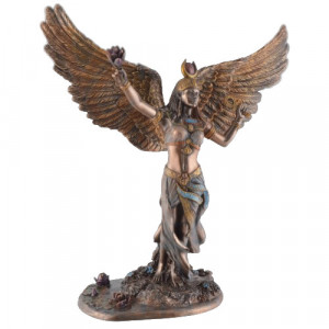 Statueta rasina si bronz, mitologia egipteana, zeita Isis 29 cm - Img 2