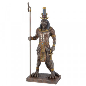 Statueta rasina si bronz, mitologia egipteana, zeul Sobek 29cm