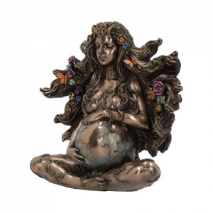 Statueta rasina si bronz,mitologia greaca, zeita pamantului Gaia 18 cm - Img 2