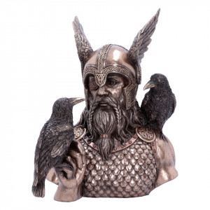 Statueta rasina si bronz, mitologia nordica, Mesagerii lui Odin 23 cm