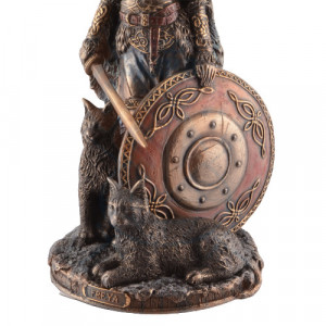 Statueta rasina si bronz, mitologia nordica, Zeita Dragostei Freya 21cm - Img 2