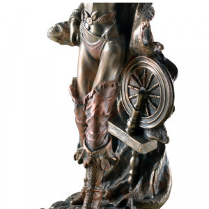 Statueta rasina si bronz, mitologia nordica, zeita Frigga 26cm - Img 5