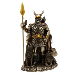 Statueta rasina si bronz, mitologia nordica, Zeul Odin 24 cm