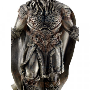 Statueta rasina si bronz, mitologia nordica, zeul Tunetului, Thor 24cm - Img 5