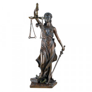 Statueta rasina si bronz, zeita dreptatii Themis ( Justitia) 21cm
