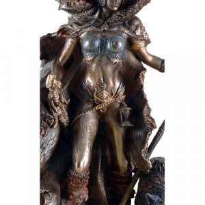 Statueta rasina si bronz, zeita nordica Hel, protectoarea lumii de dincolo 27cm - Img 5