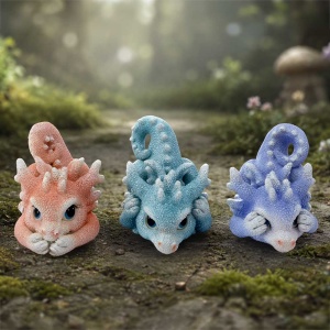 Statueta trei pui de dragonei Intelepti - Coralscale Dragonlings 5.8cm - Img 7