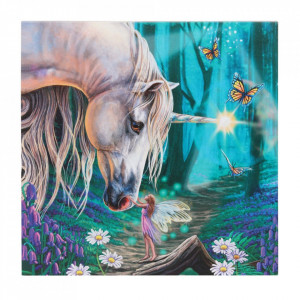 Tablou canvas cu led unicorn si zana Fairy Whispers - Lisa Parker, 30x30cm - Img 2