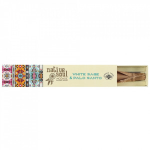 Betisoare parfumate de tamaie Native Soul - Salvie Alba si Palo Santo 23cm