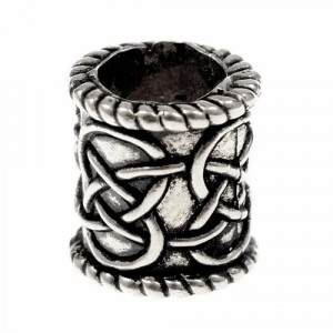 Bijuterie pentru barba/par bronz placat cu argint Impletitura Celtica, diametru 0,8 cm