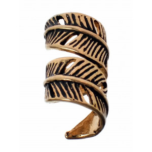 Bijuterie vikinga pentru barba/par din bronz Frunza, diametru 8 mm