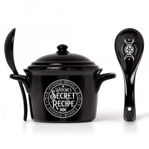 Bol cu capac si lingura Witches Secret Recipe 15 cm