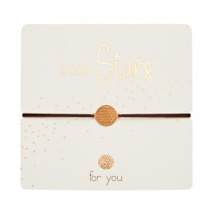 Bratara ajustabila material textil si charm din otel inoxidabil, placat cu aur roz, Little Stars - Floarea Vietii