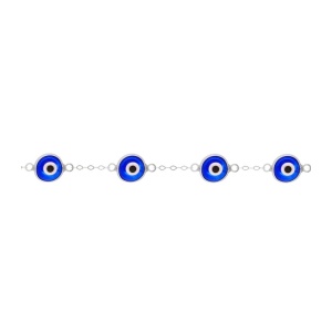 Bratara din argint cu charmuri albastre Ochiul Protector (Evil Eye), dimensiune 17+3cm