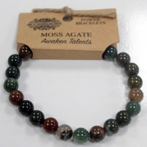 Bratara elastica din sfere de piatra semipretioasa Agata de muschi (Moss Agate) - Img 2