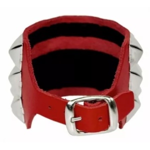 Bratara piele naturala Red Pyramid Studs 5cm x 24cm - Img 2