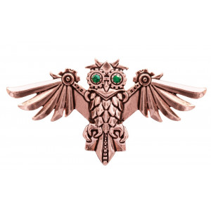 Brosa steampunk Bufnita Aviamore, talisman pentru un spirit liber 6.1 cm - Img 2