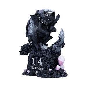Calendar perpetuu pentru birou pisicuta demonica Malpuss Cult Cuties – decor gotic fantasy, 16 cm - Img 2