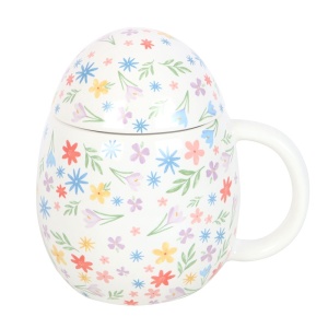 Cana ceramica cu capac Spring Floral, capacitate 500 ml - Img 5