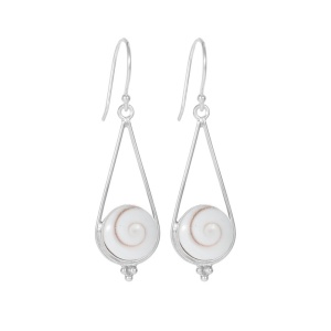 Cercei lungi din argint si scoica Ochiul lui Shiva 33mm