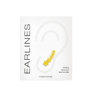 Cercei lungi pe ureche, tip ear climber, din argint placat cu aur Stelute 20 mm