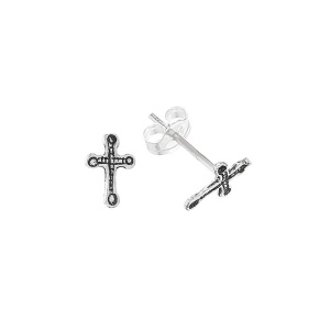 Cercei mici cu surub si tija, din argint Cruce 5.6mm